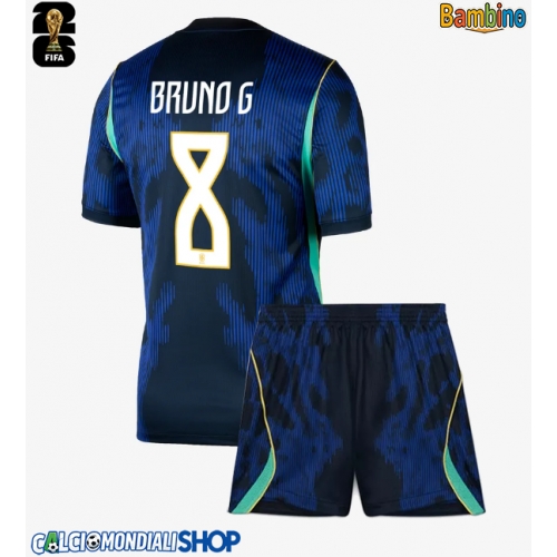 Maglie da calcio Brasile Bruno Guimaraes #8 Seconda Maglia Bambino Mondiali 2026  Manica Corta + Pantaloni corti)